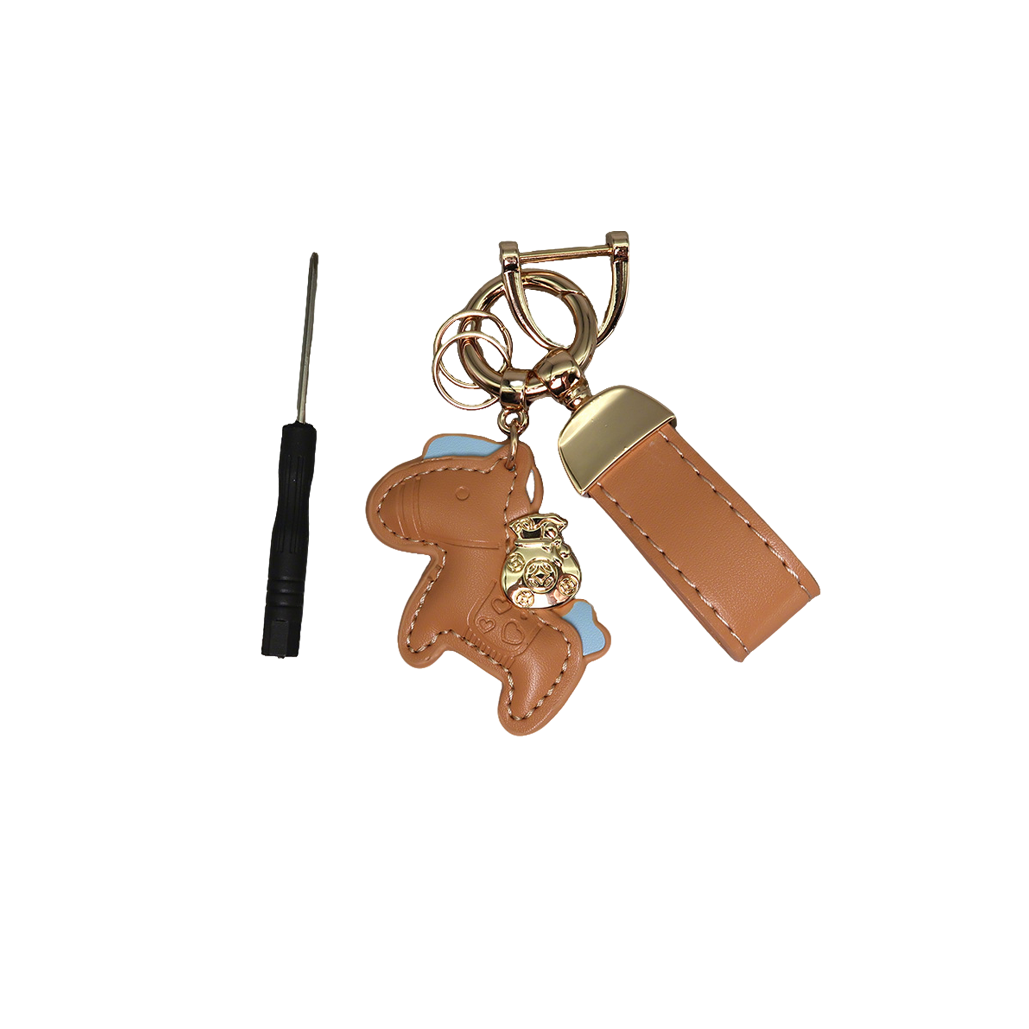 Polyurethane Pony Figure Key Ring With Strap 6.7" Length 17
