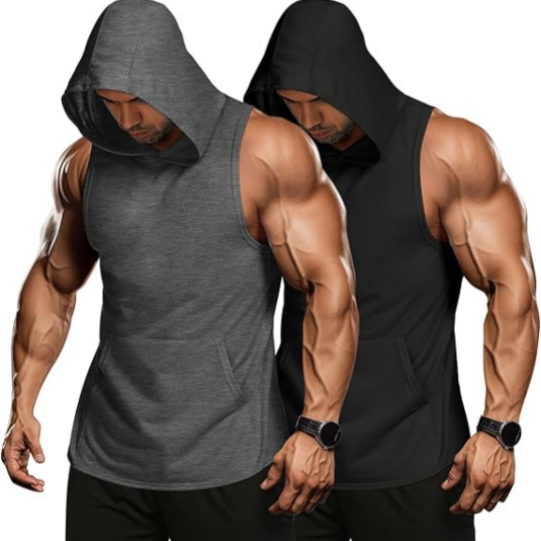 Workout Hoodie Muscle Fitting Sleeveless Shirt 15