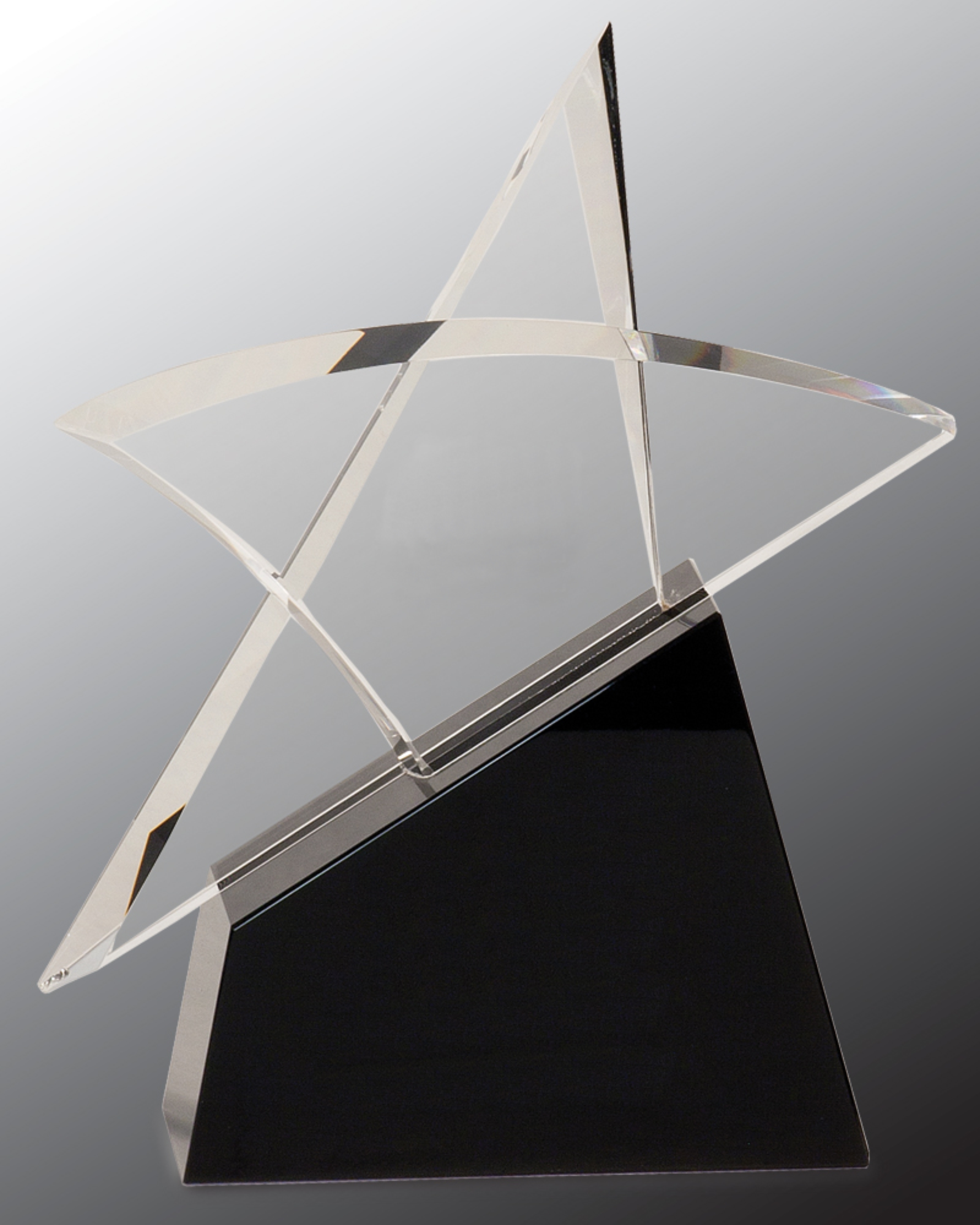 8 3/4" Clear Crystal Outline Star Award on Black Base 3