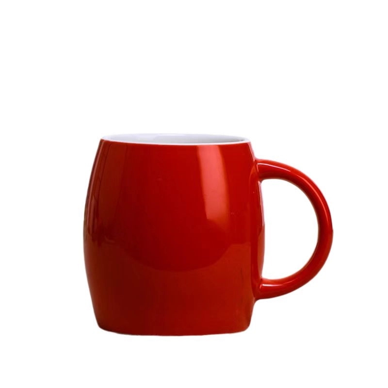 Custom 14 OZ Cask type ceramic cup with lid spoon 4