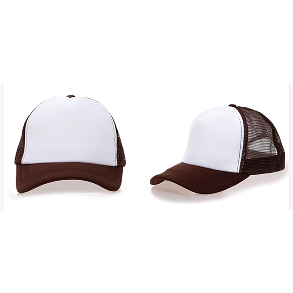 Stock 2-Tone Polyester 5 Panel Mesh Back Cap, Double Row 13
