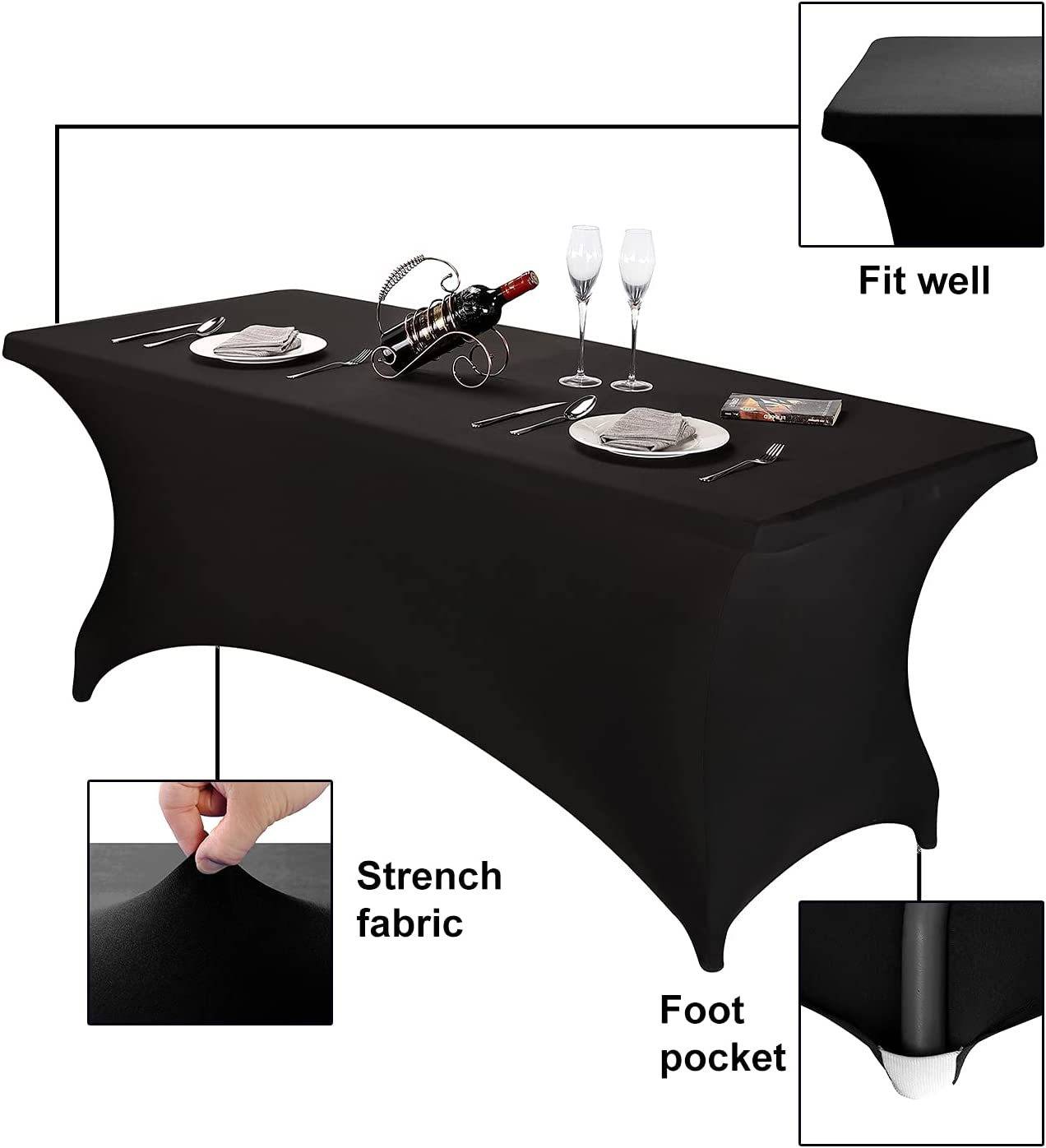 6-Foot Polyester Rectangular Stretch Spandex Table Cover 8
