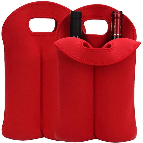 custom 2 bottle neoprene wine tote 1