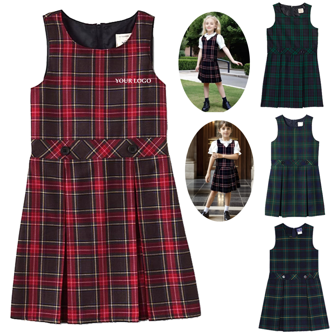 Girls Uniform Plaid Jumper 2