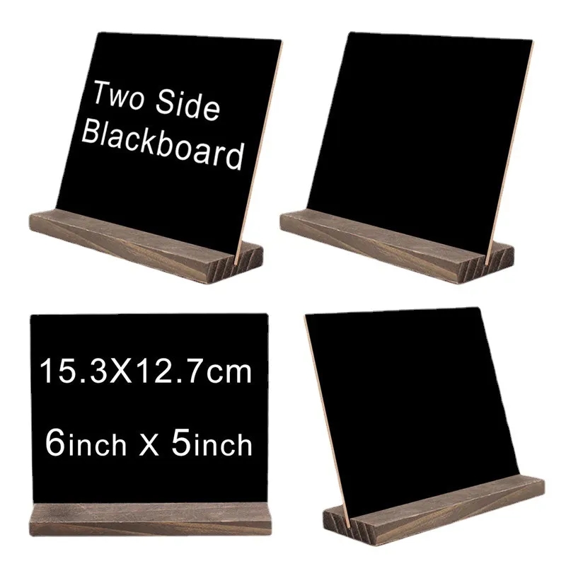 Mini Tabletop Chalkboard Signs with Wood Base 2