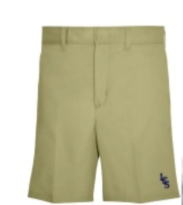 Girls Flat Front Short: Khaki (Girls K-5) 1