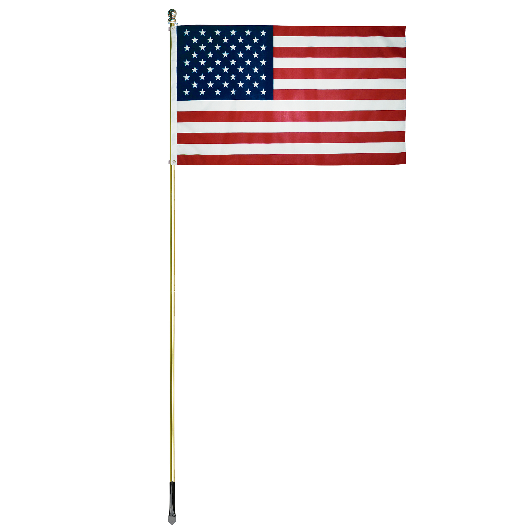 10' Gold Inground Economy Aluminum Display Pole w/ 3' x 5' Printed US Flag 3