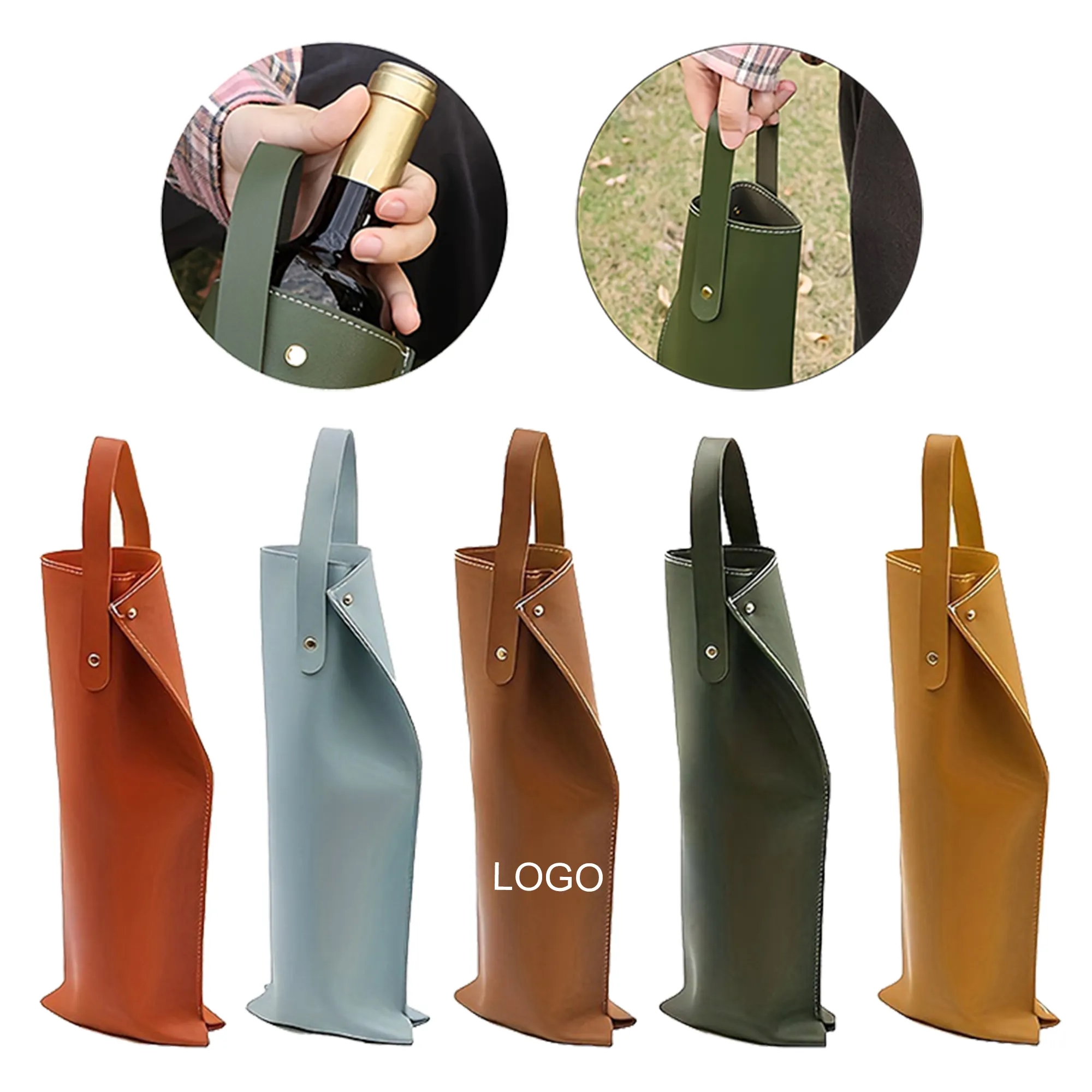 Leather Wine Gift Bag with Handle 4