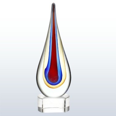 Teardrop Designer Art Glass Award - Blue / Small 2
