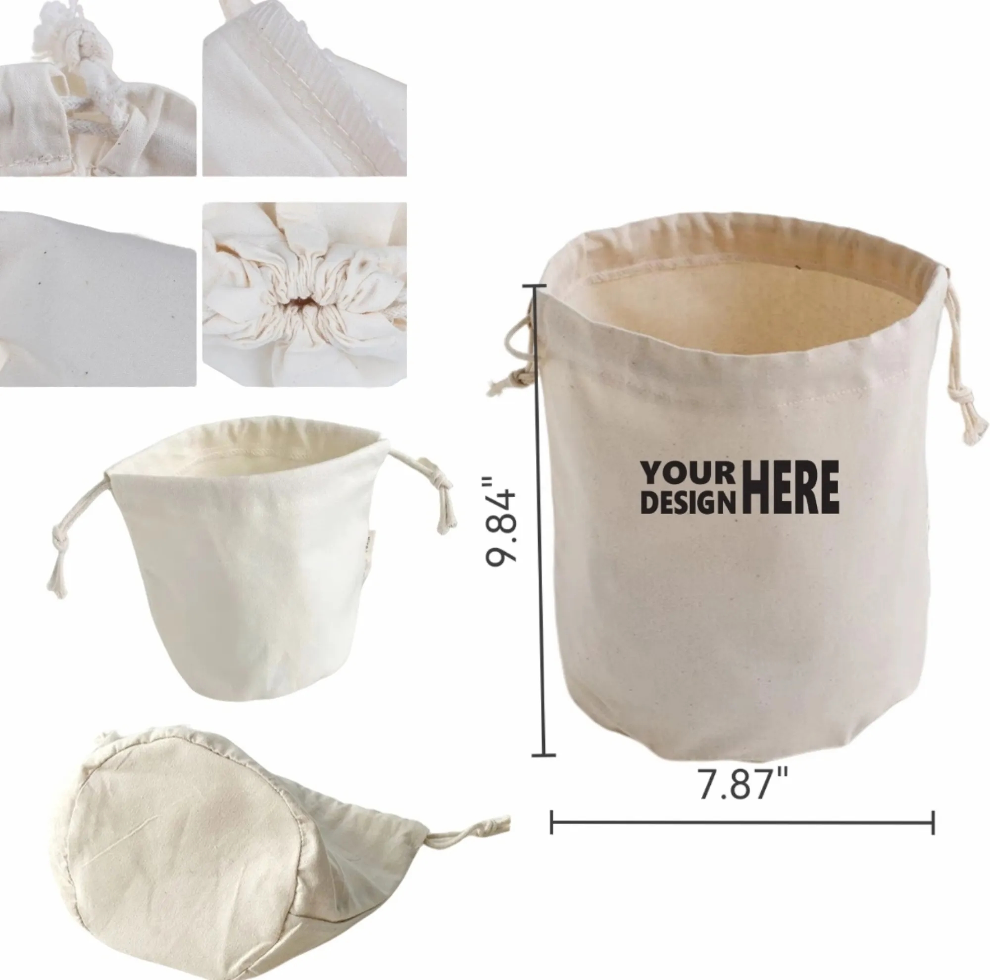 Custom LOGO Reusable Canvas Drawstring Dust Pouch 3