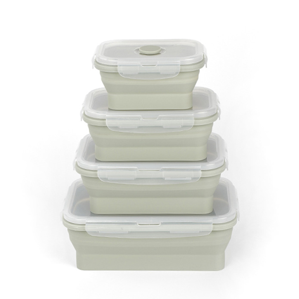350ml Square silicone folding bowl lunch box travel picnic box 7