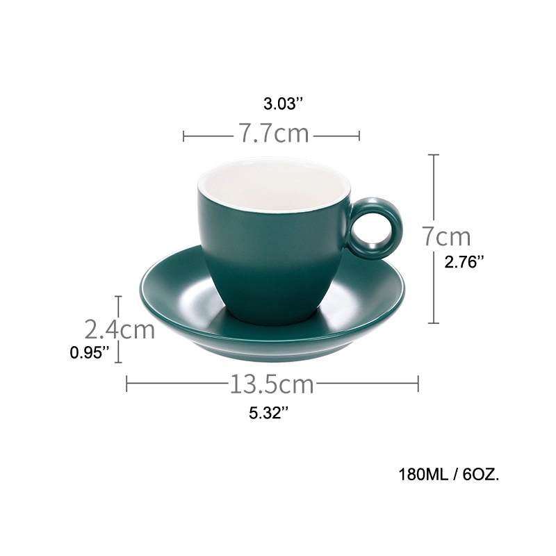 6 oz. Cups with Saucer for Latte Coffee 11