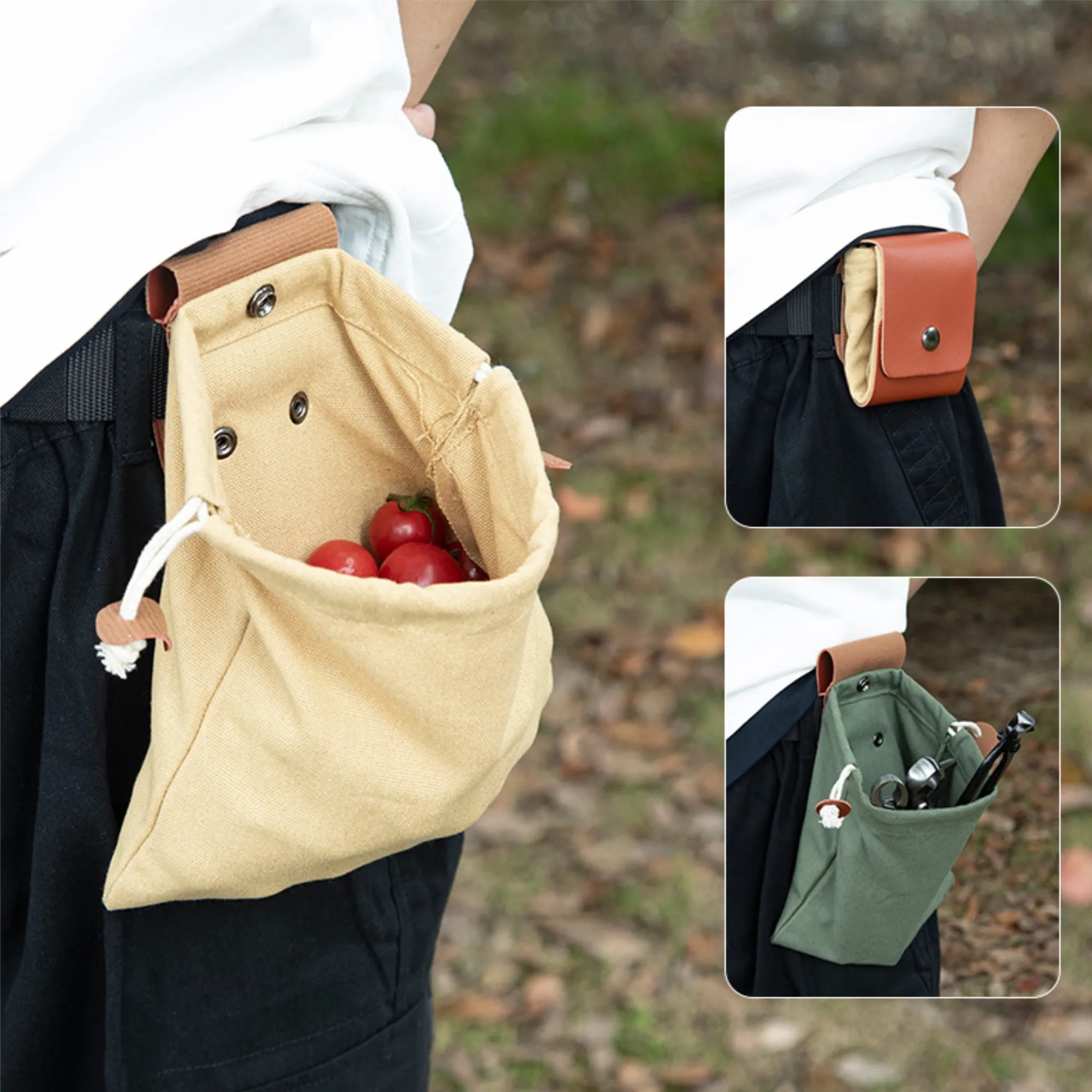 Outdoor Foraging Waist Bags Fruit Picking Drawstring Pouche 3