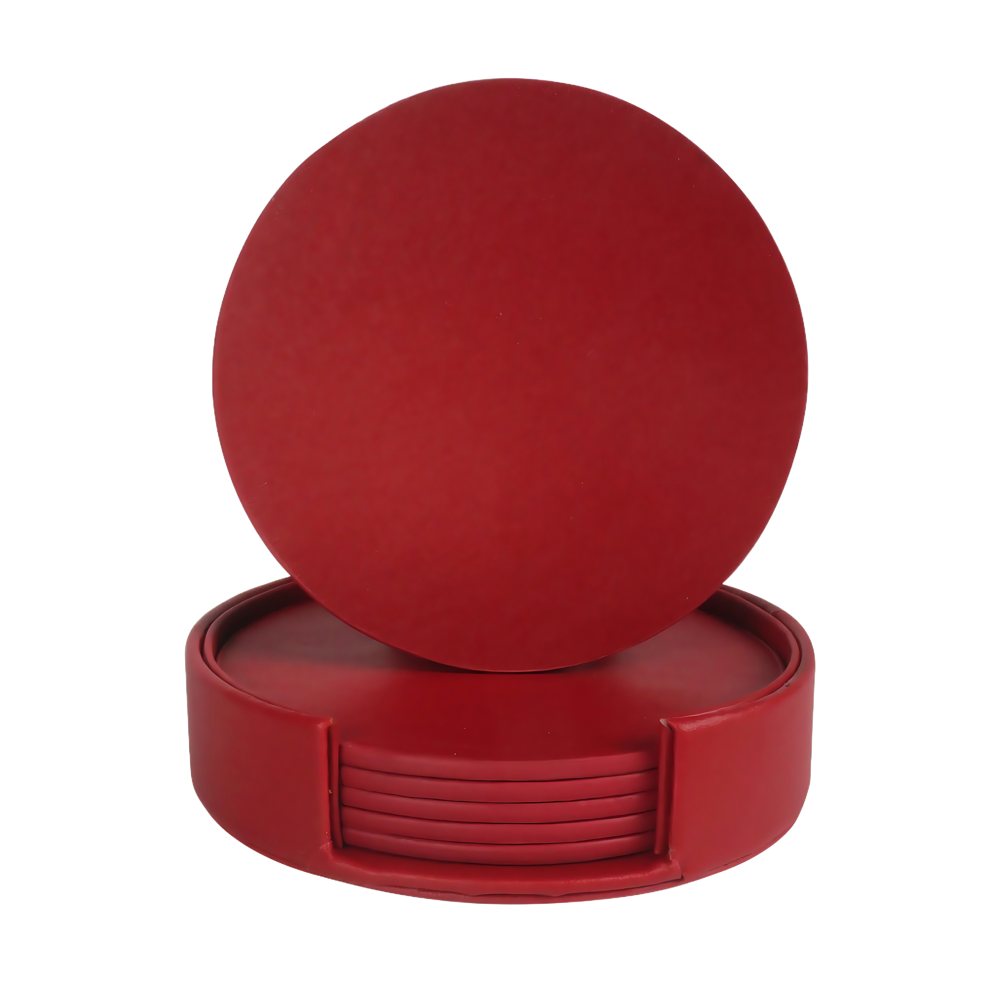 Double-Sided Leather Round Coaster Set 6
