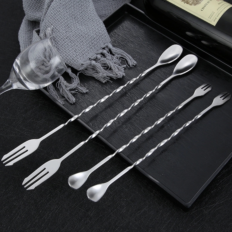 Bar Mixing Spoon 10" Stainless Steel for Bubble Tea Drinks 6