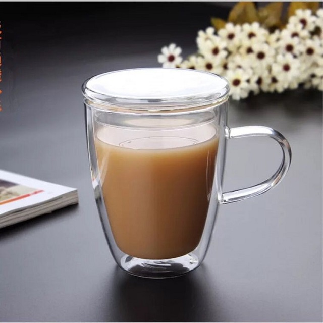 Double Wall Glass Coffee w/ Glass Lid 8 oz 2