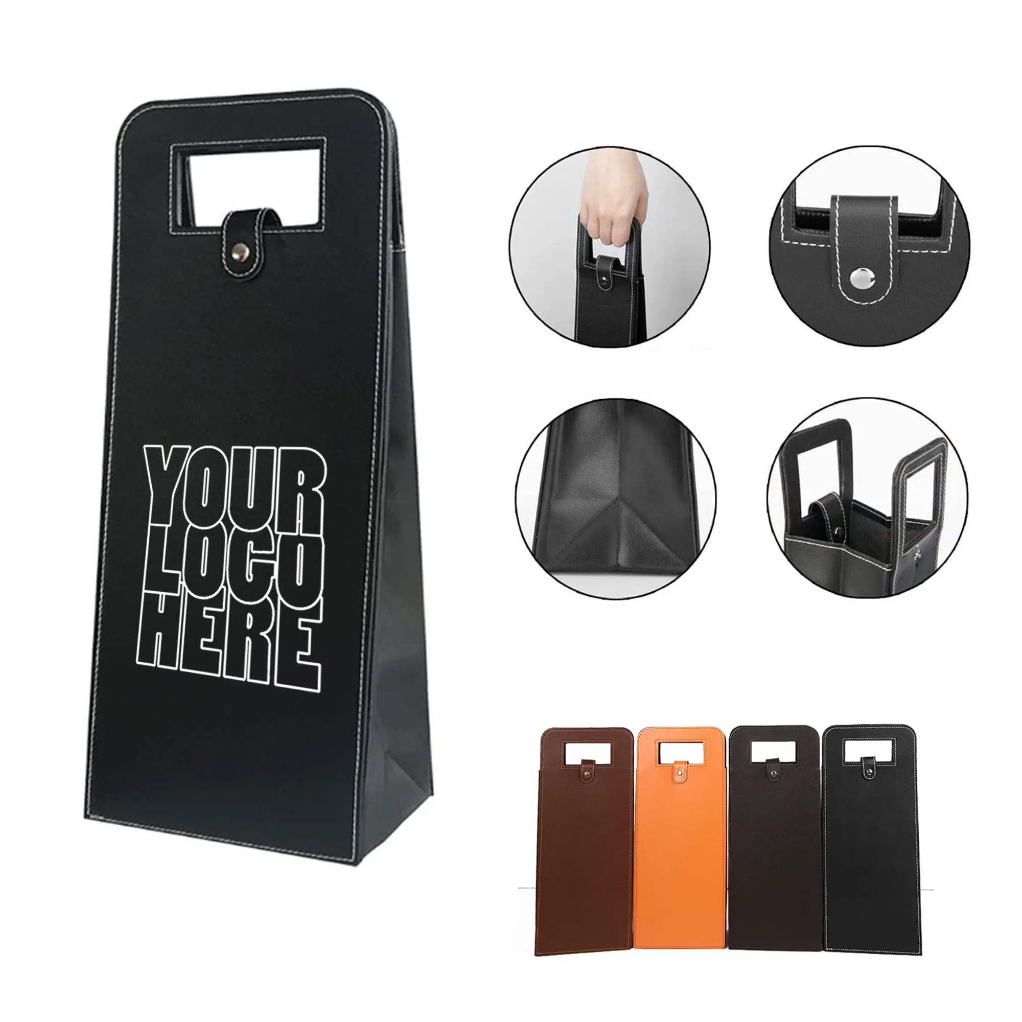 PU Leather Two Bottle Wine Bags