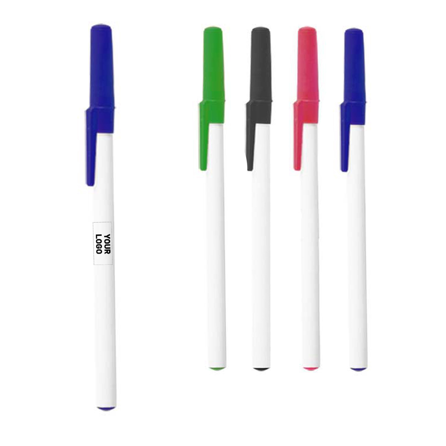White Plastic Barrel Stick Pen 6