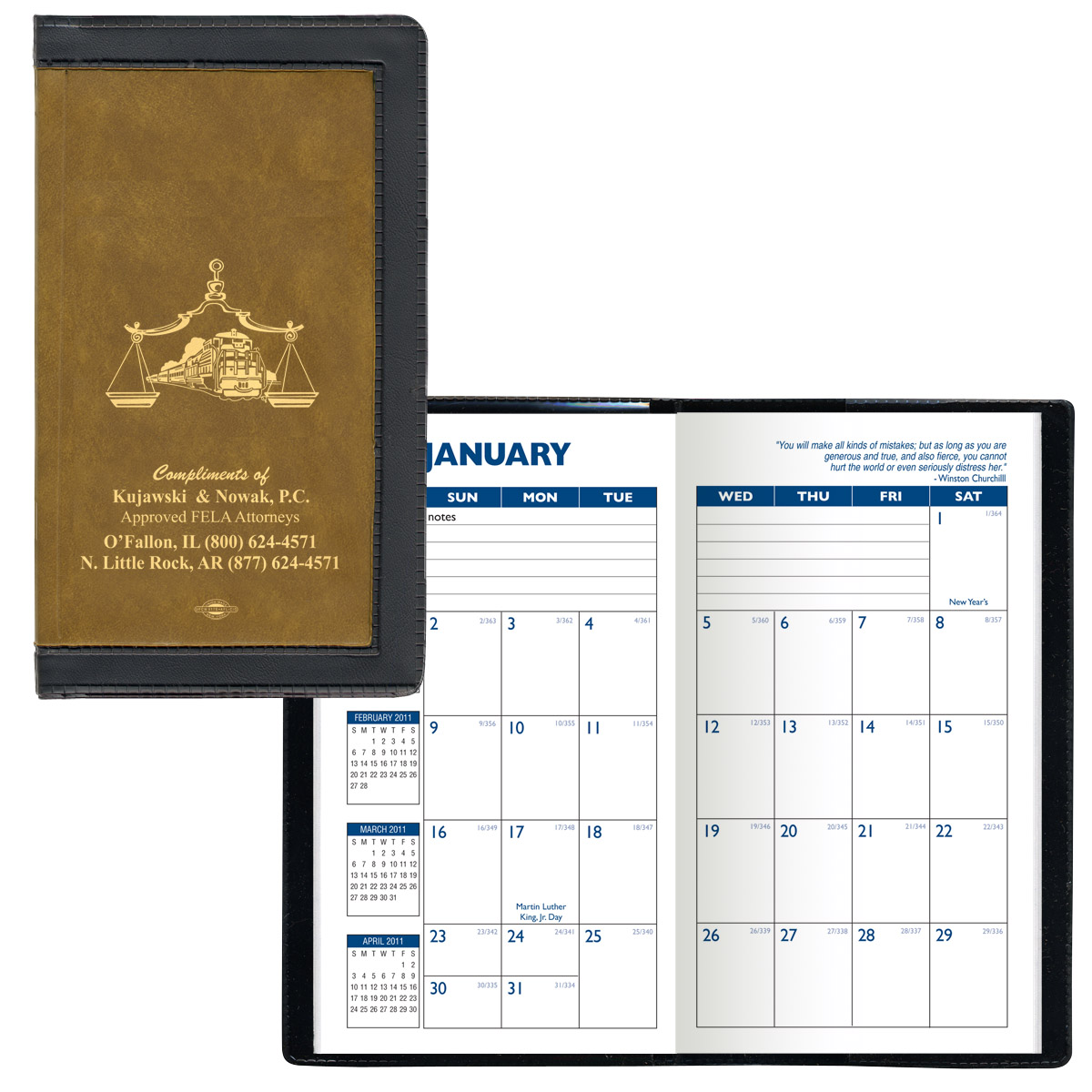 2 Tone Vinyl Cover Monthly Planner /1 Color Insert 1