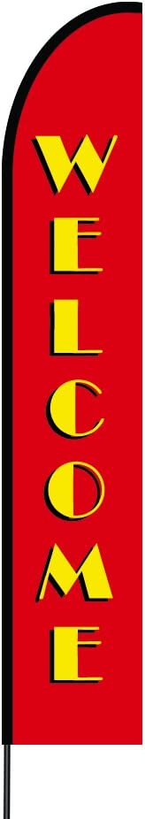 Welcome Flag Kit Hardware 15' Feet Feather Flag Sign Outdoor Banner 4