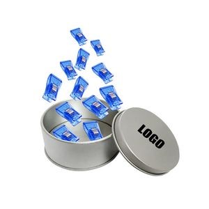 15 Pieces Versatile Plastic Clips In Metal Box For Document Organization 18