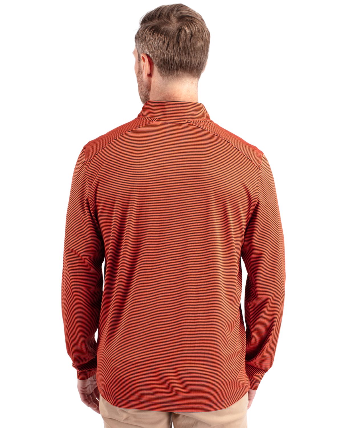 Cutter & Buck Virtue Recycled Micro Stripe Featherlight Pique Mens Quarter Zip Pullover 57
