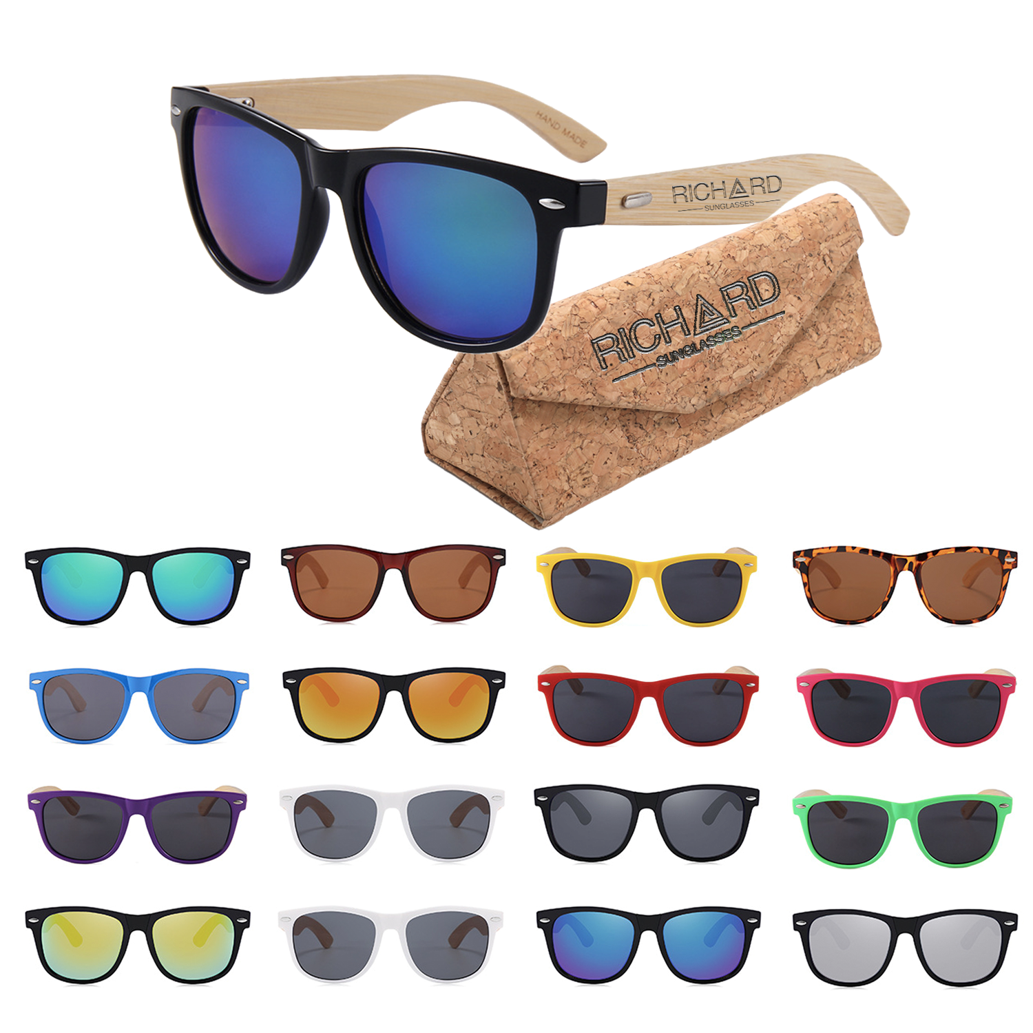 Bamboo Frame Sunglasses w/ Cork Box 1