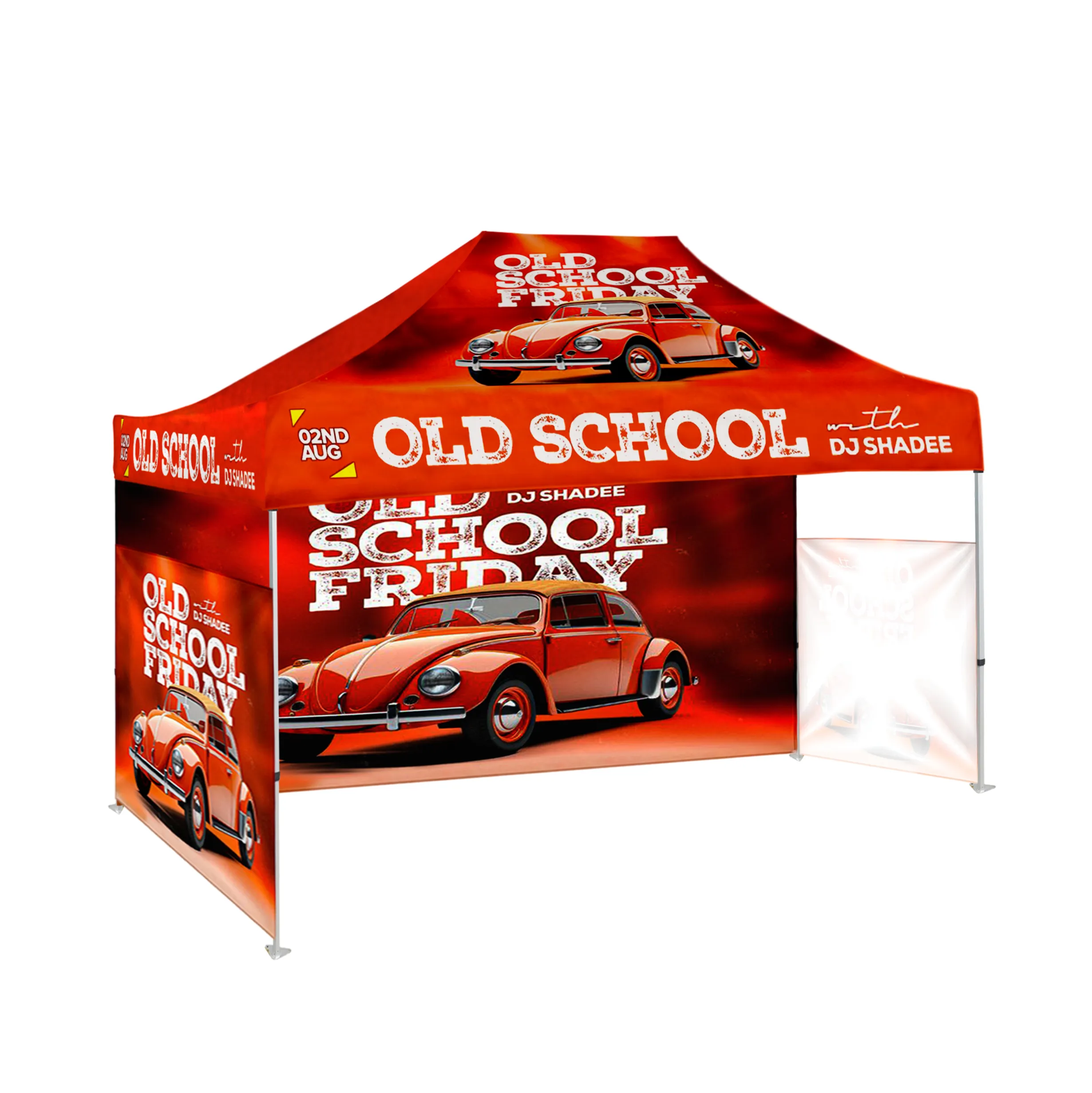 10'x15' Tent Canopy w frame, 2 side half + 1 long full wall 2