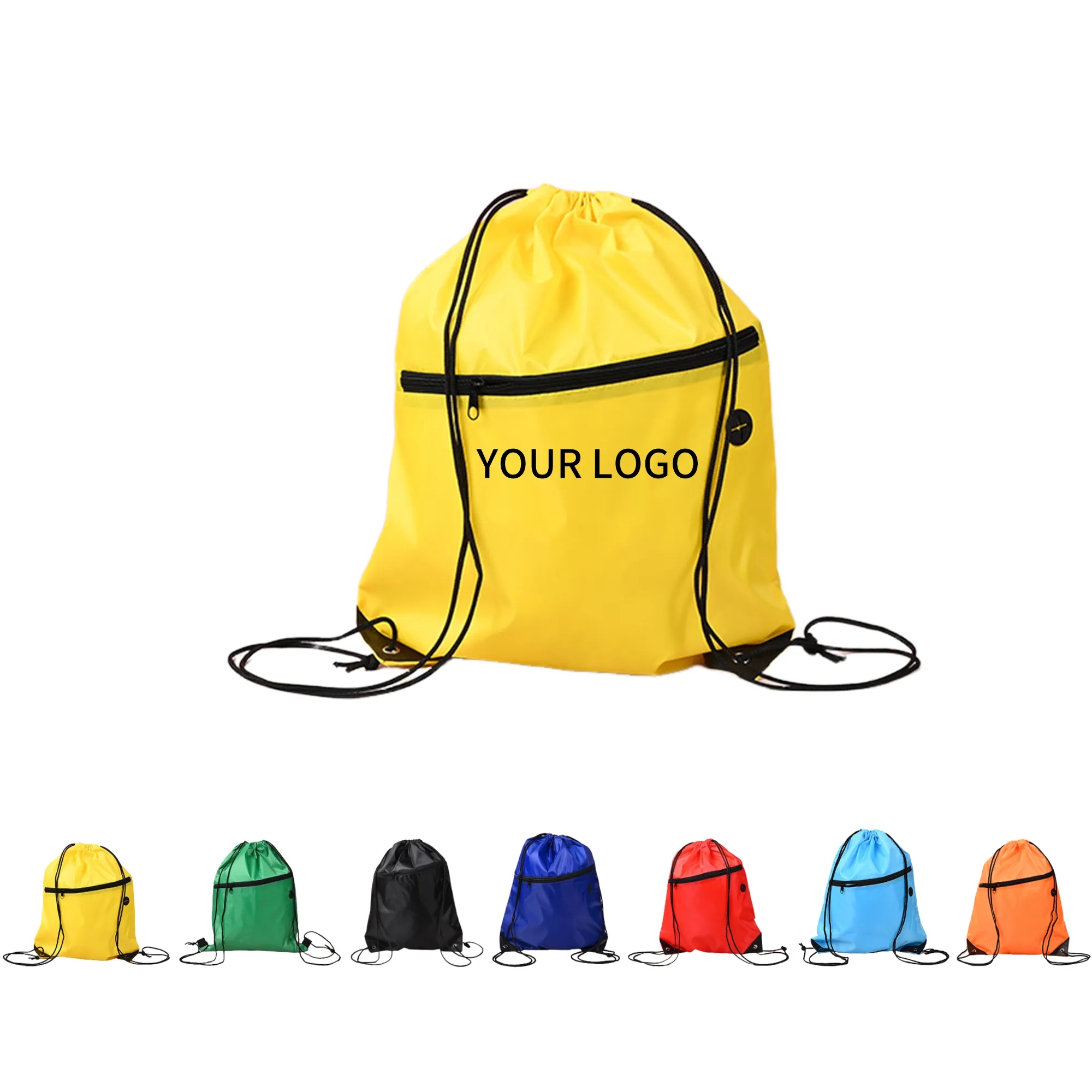 Backpack Drawstring Polyester with Zipper 14