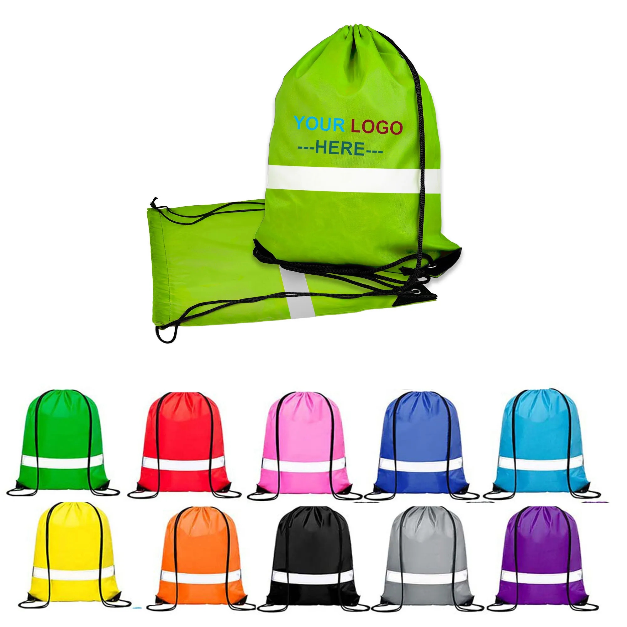 Reflective Cinch Drawstring Back Bag 10