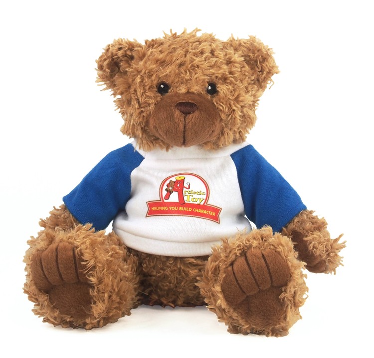 8" Brown Curly Bear with T-shirt and Full Color Imprint 2