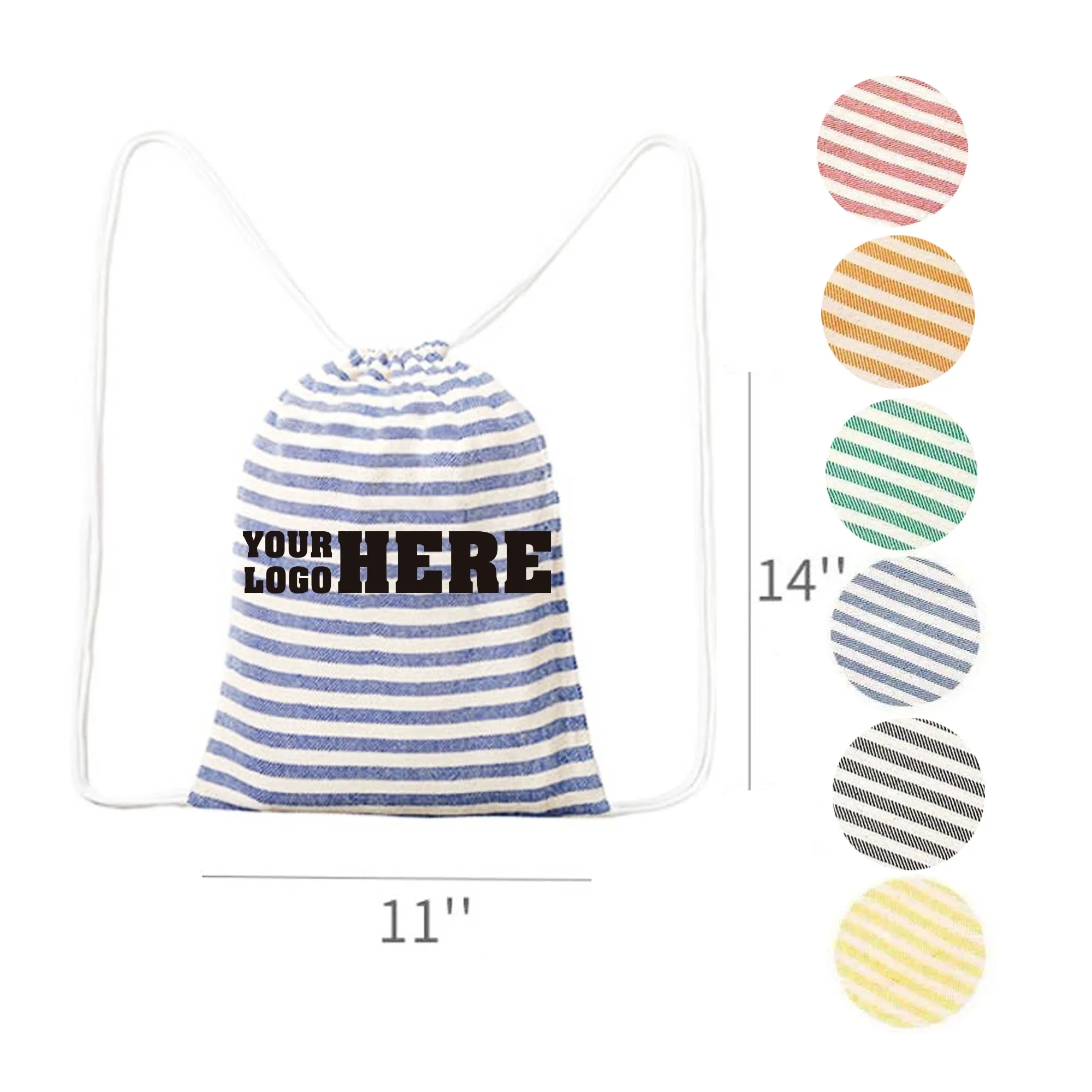 Drawstring Backpack Storage Striped Bag 2