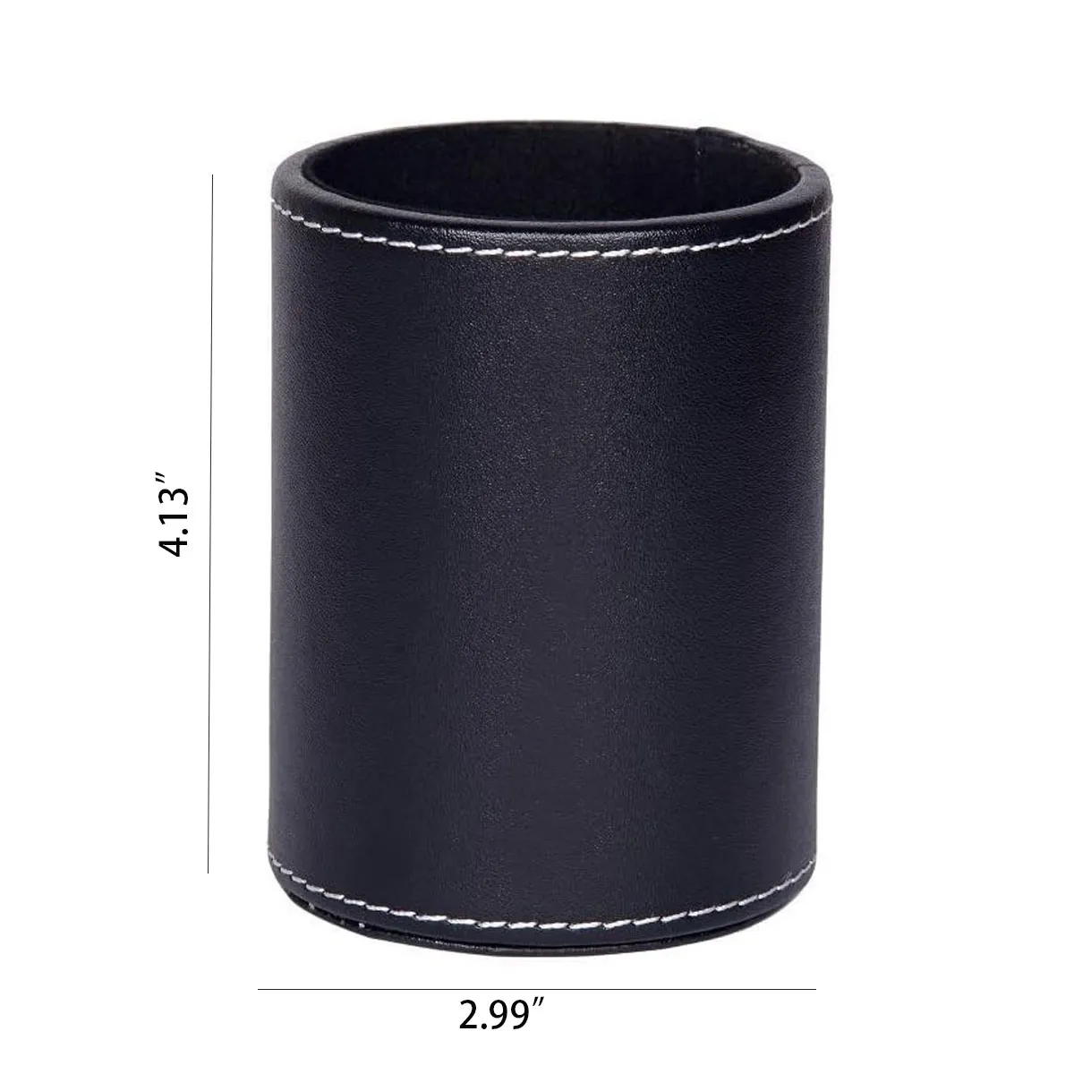 PU Leather Round Pen &Pencil Stationery Stand Desk Organizer 5