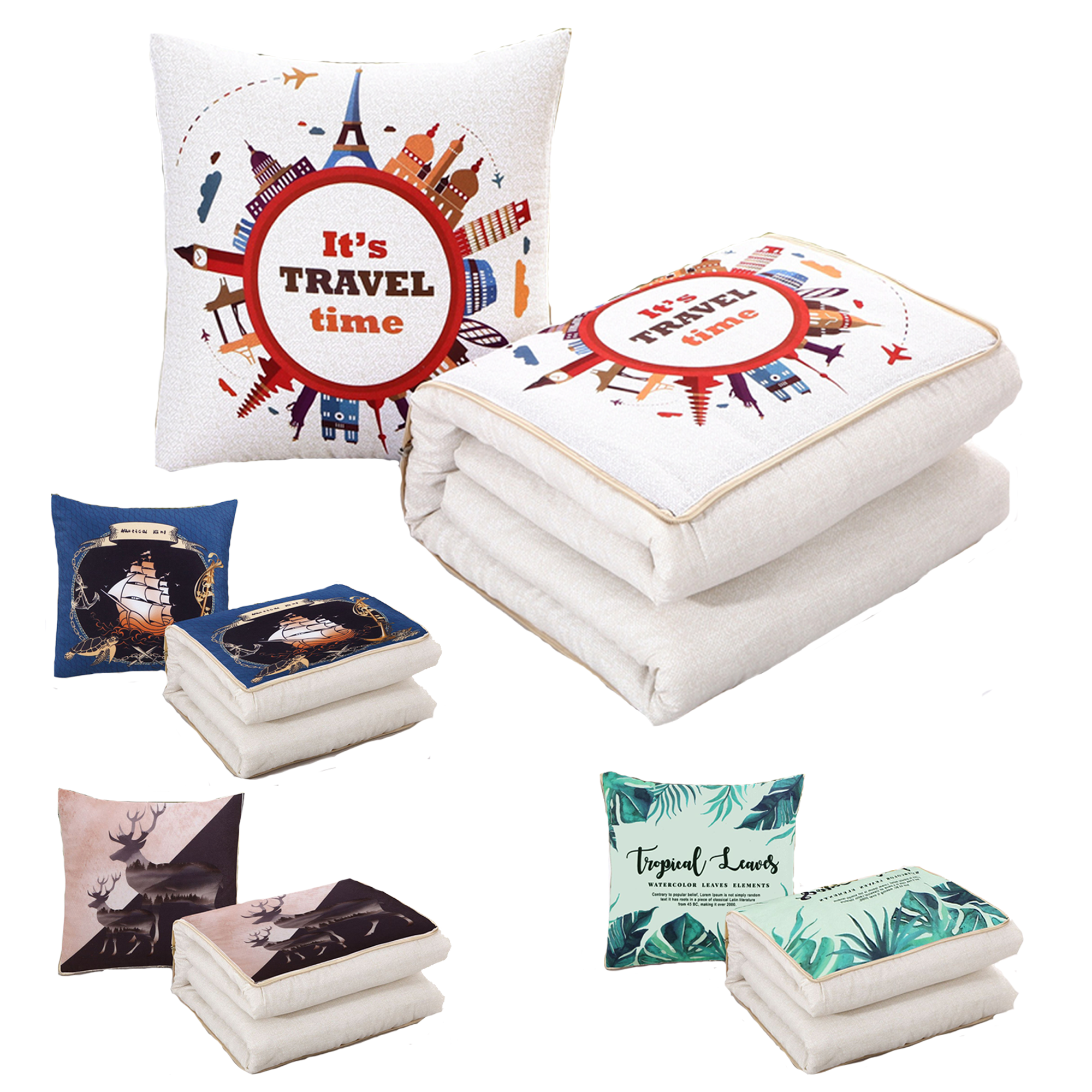 2 In 1 Super Soft Quilt Travel Blanket Pillow