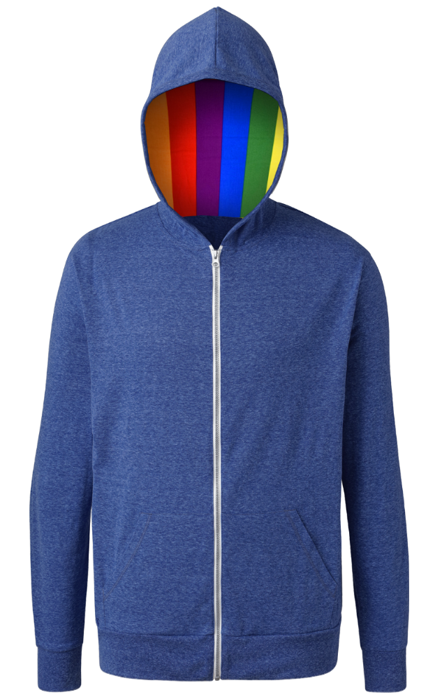 Pride Triblend Contrast Zip Front Hoodie, custom hoodie or sweatshirt with logo imprint 12