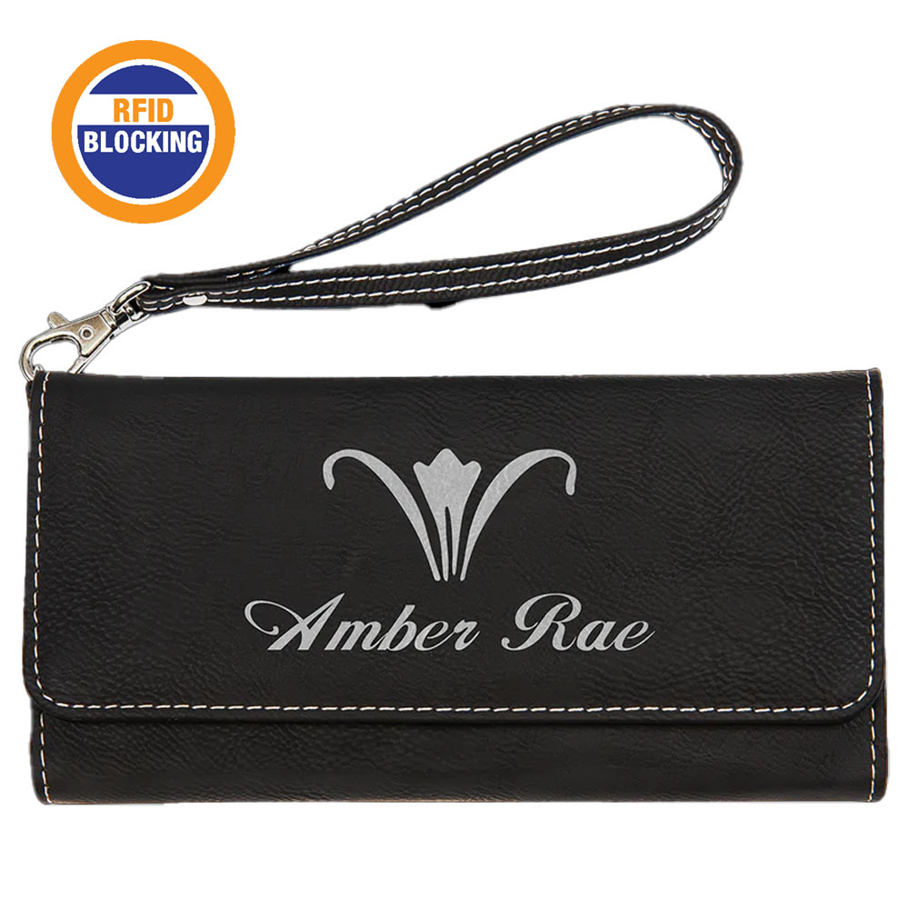 RFID Protected Black Leatherette Wallet with Strap 2