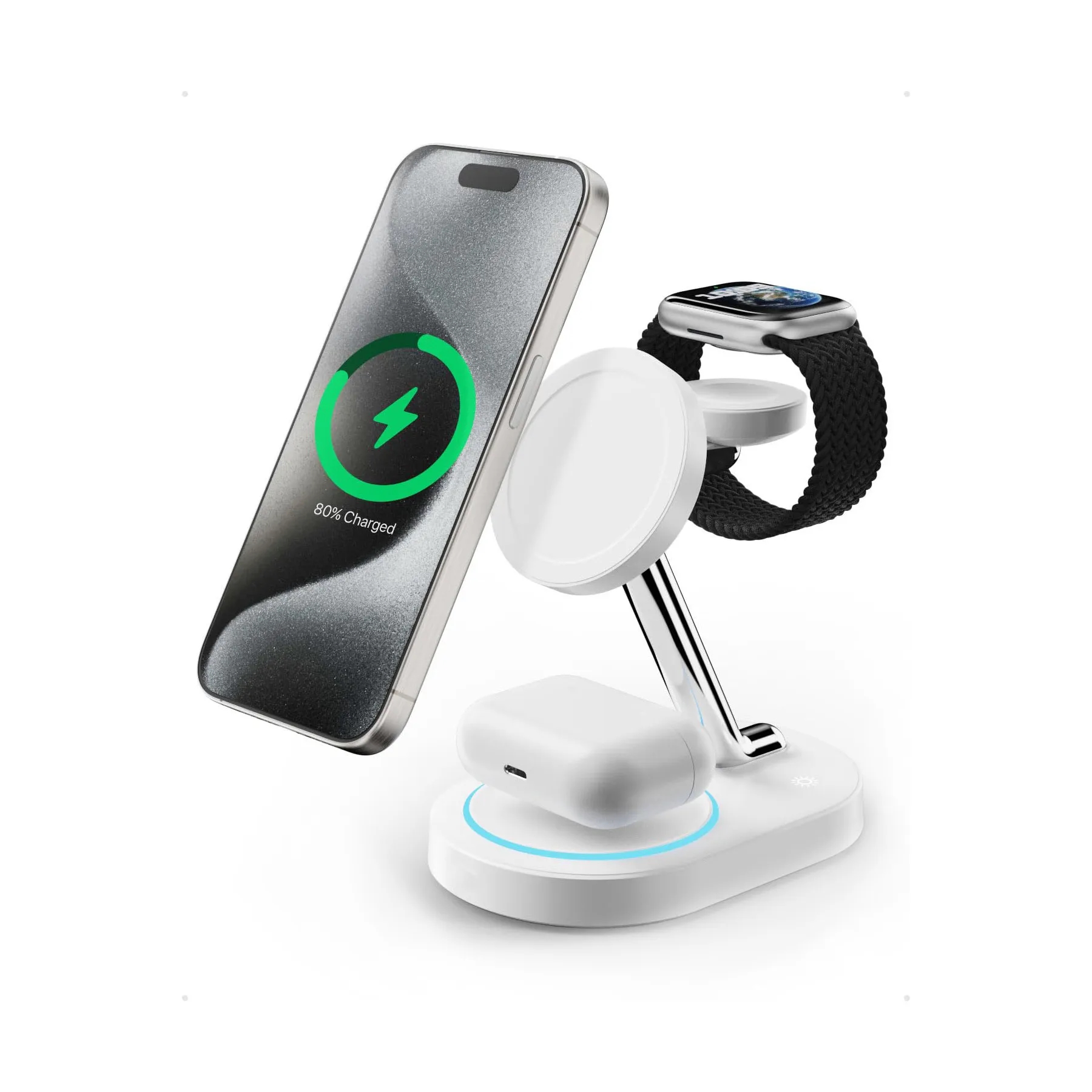 Aluminum Alloy 3 in 1 Magnetic Wireless Charging Station 20W 2
