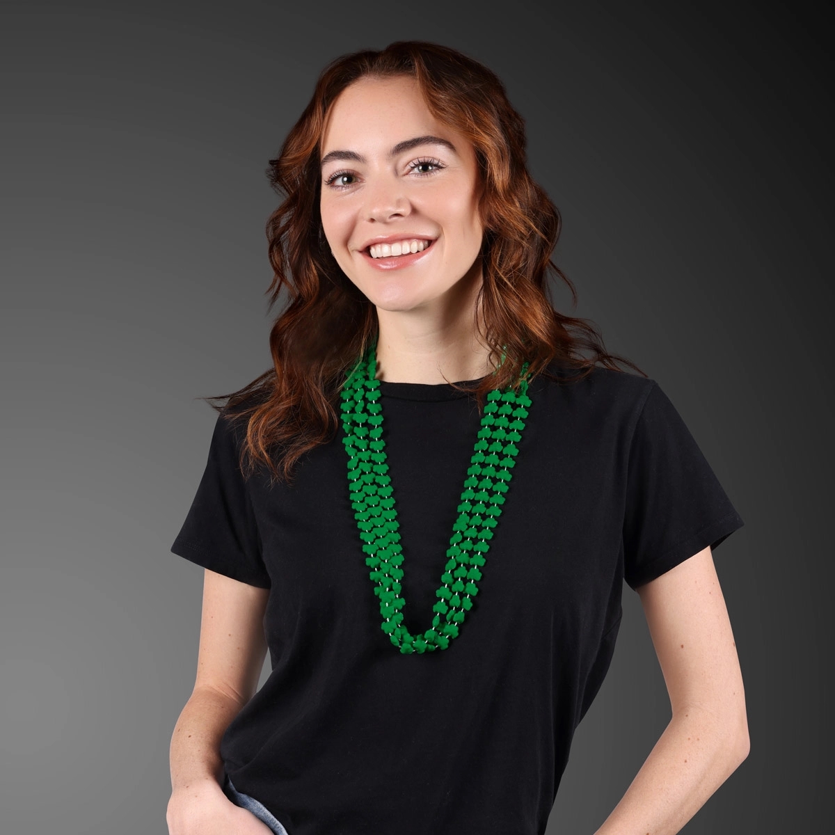 Rounded Mini Shamrocks Bead Necklace (Non-Light Up) 3