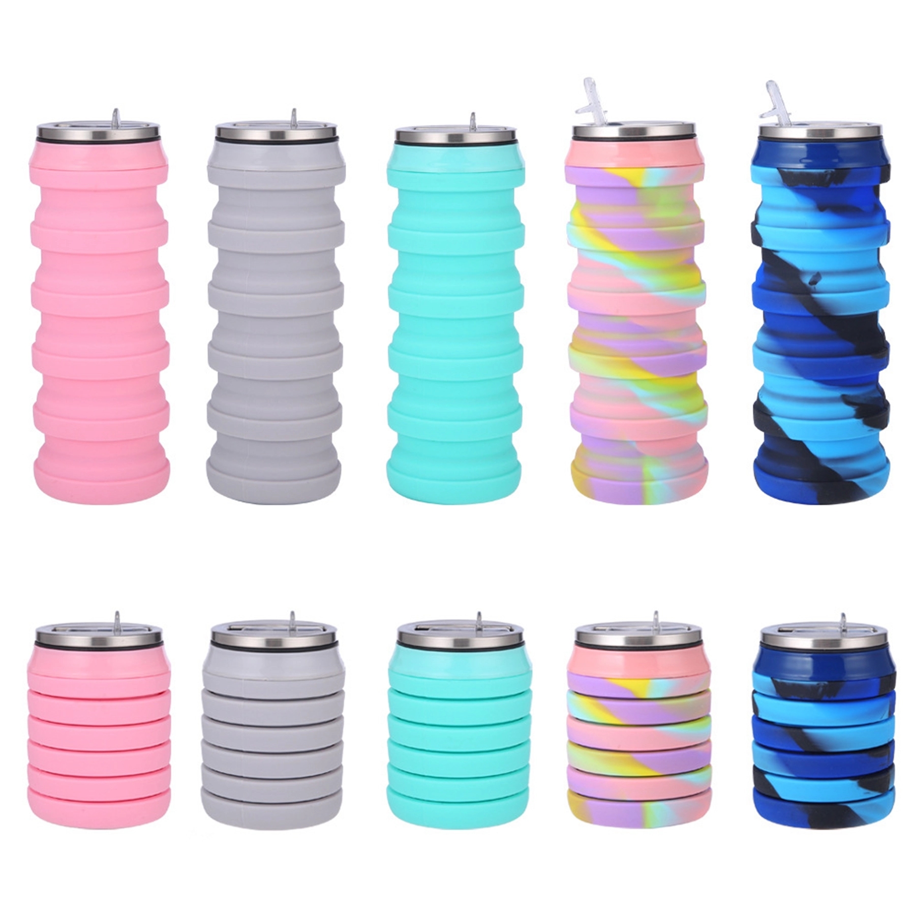 16 Oz. Silicone Collapsible Bottle with Drinking Lid 8