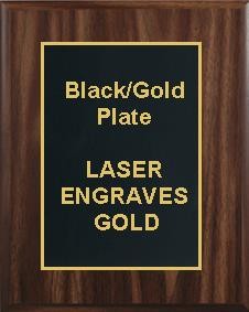 10-1/2" x 13" Classic Walnut Finish Plaque with a Black Designer Plate 1