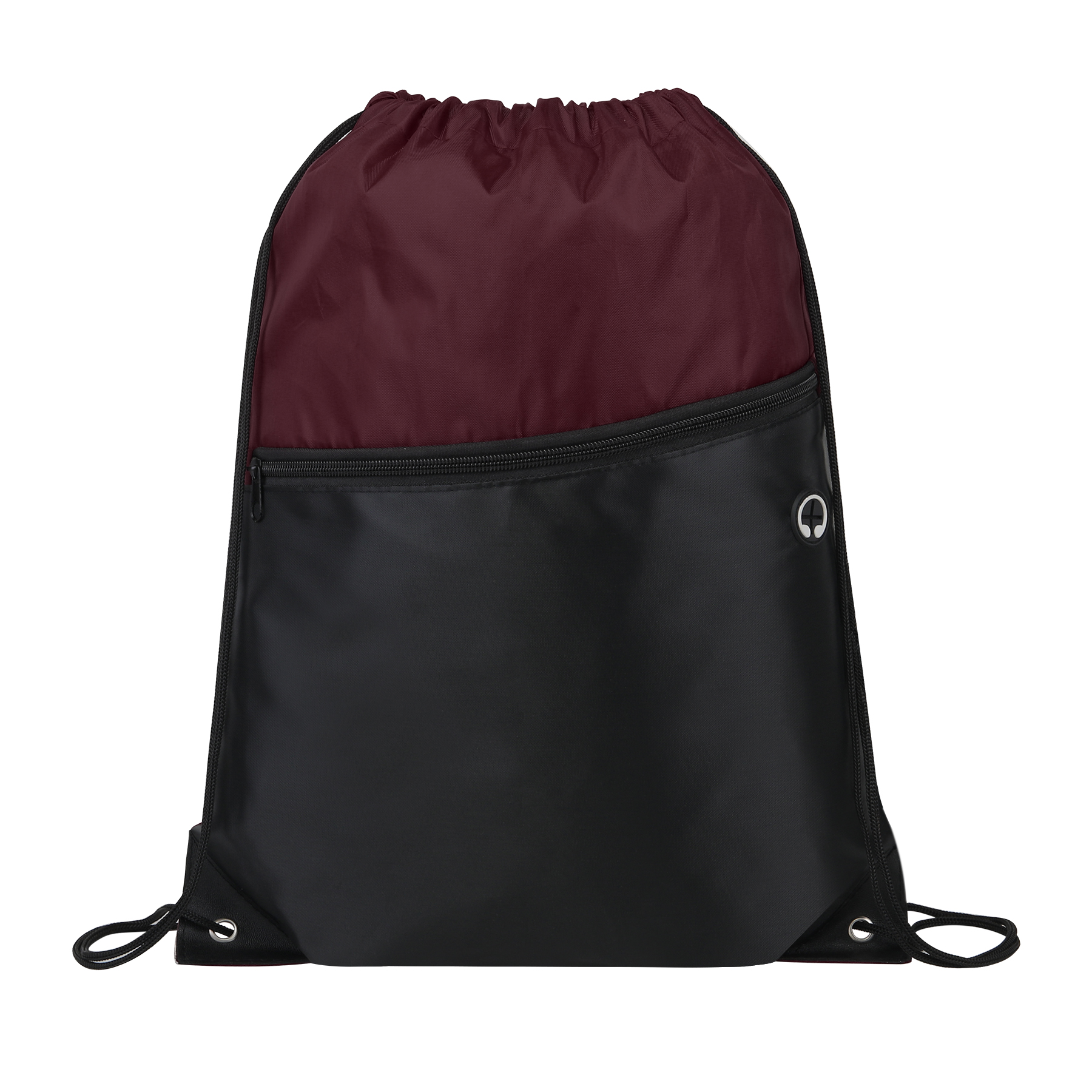 Two-Tone Drawstring Backpack With Front Zipper 14