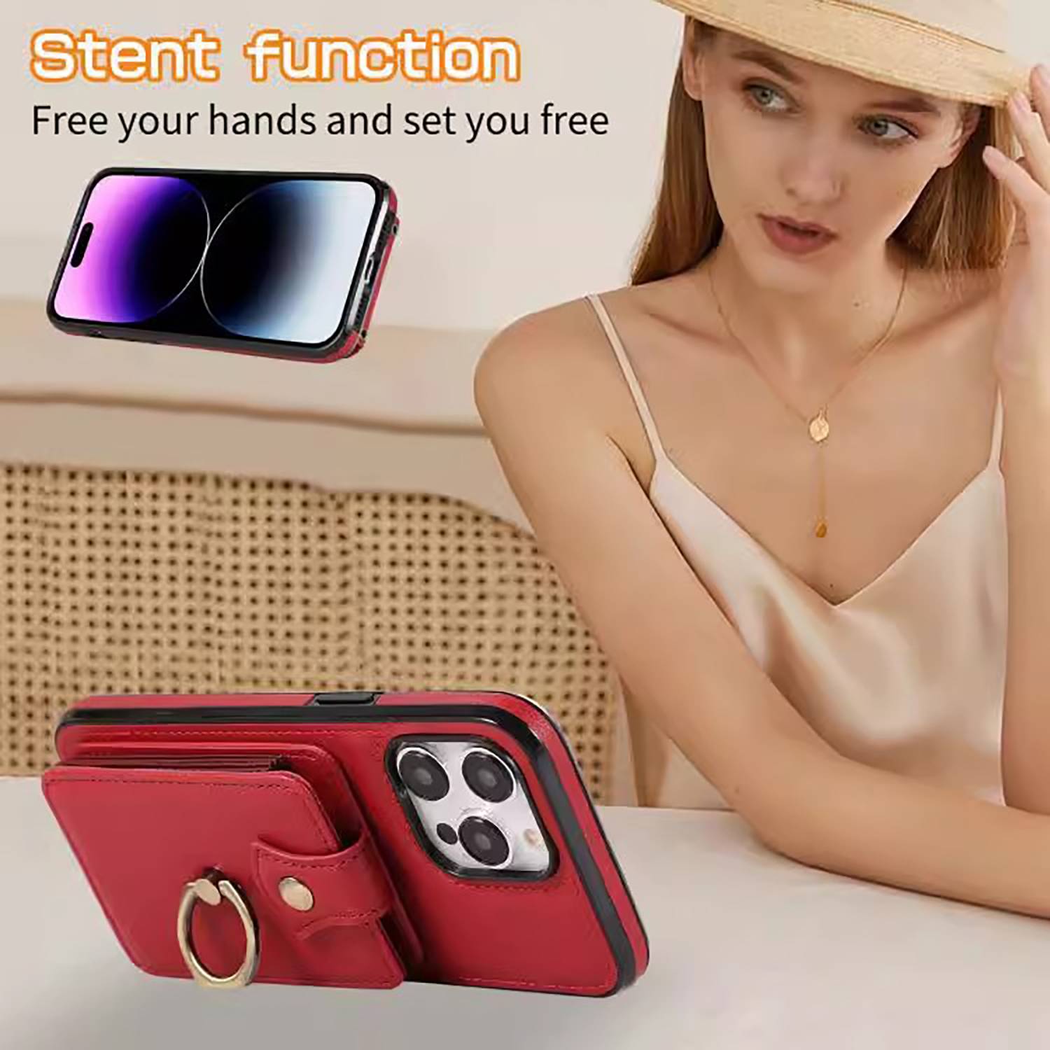 PU Leather Crossbody Phone Case w/ Wallet and Stand 6