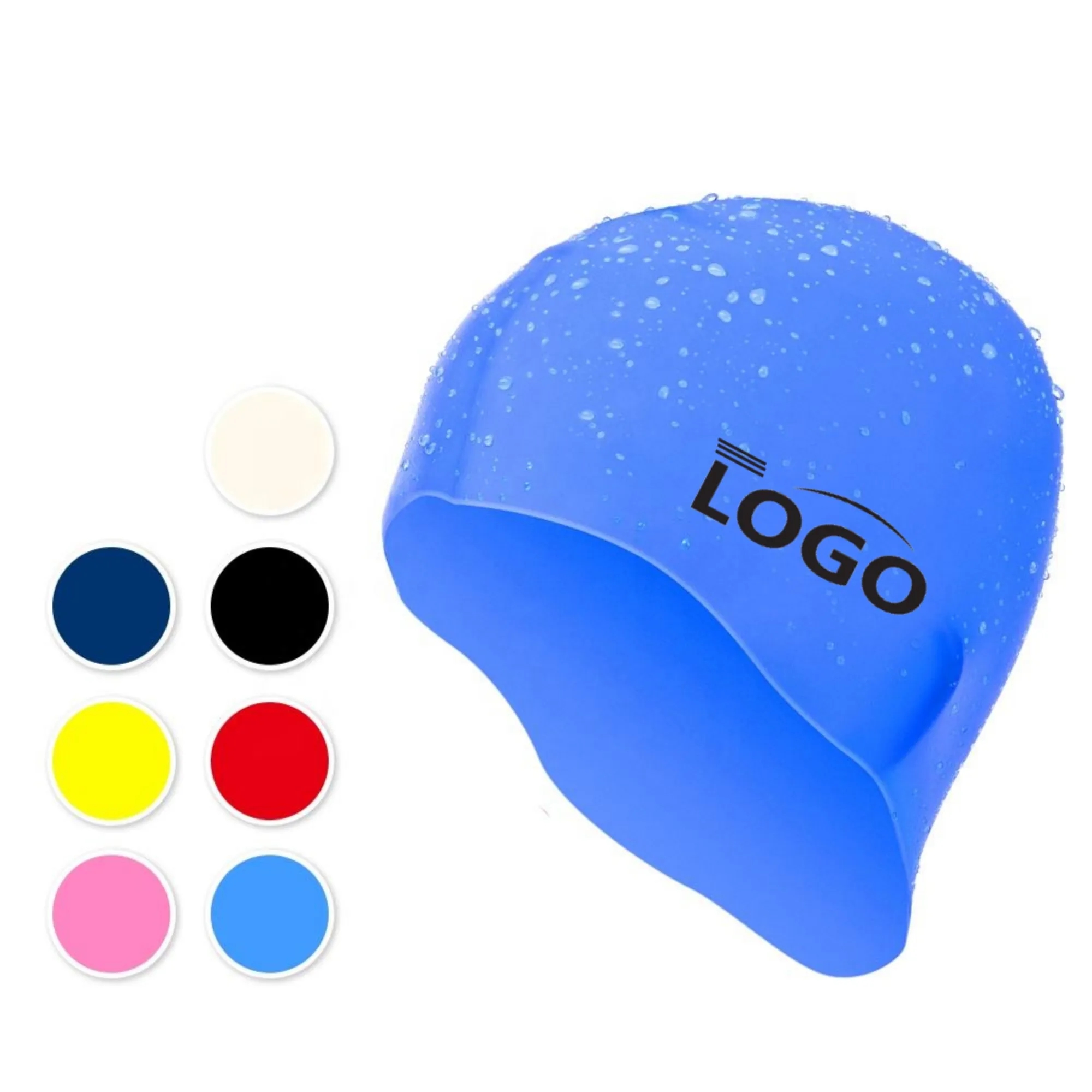 MOQ 20PCS Custom Logo Silicone Swim Cap Swimming Shower Hat 2