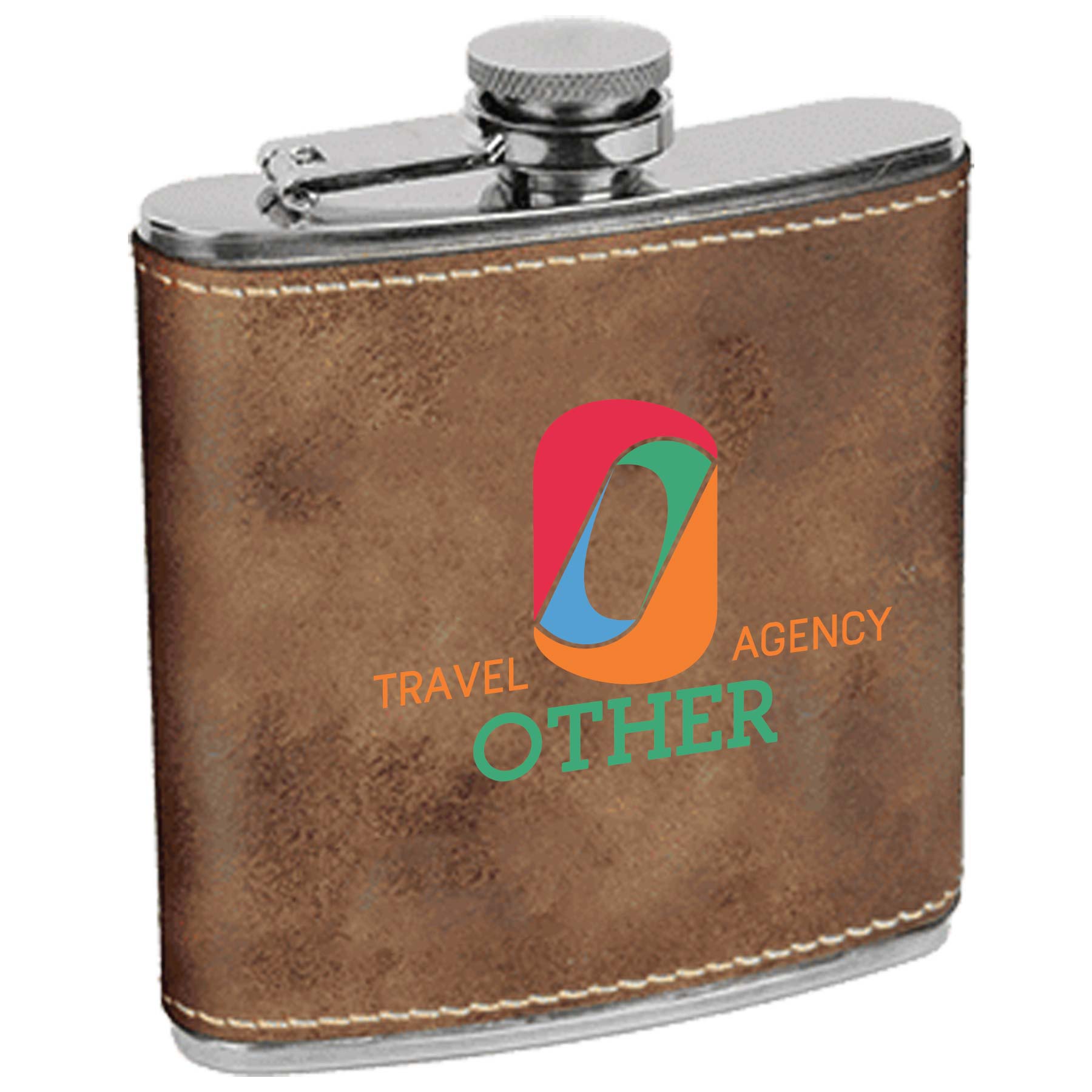 Rustic/Gold Leatherette Stainless Steel Flask 2