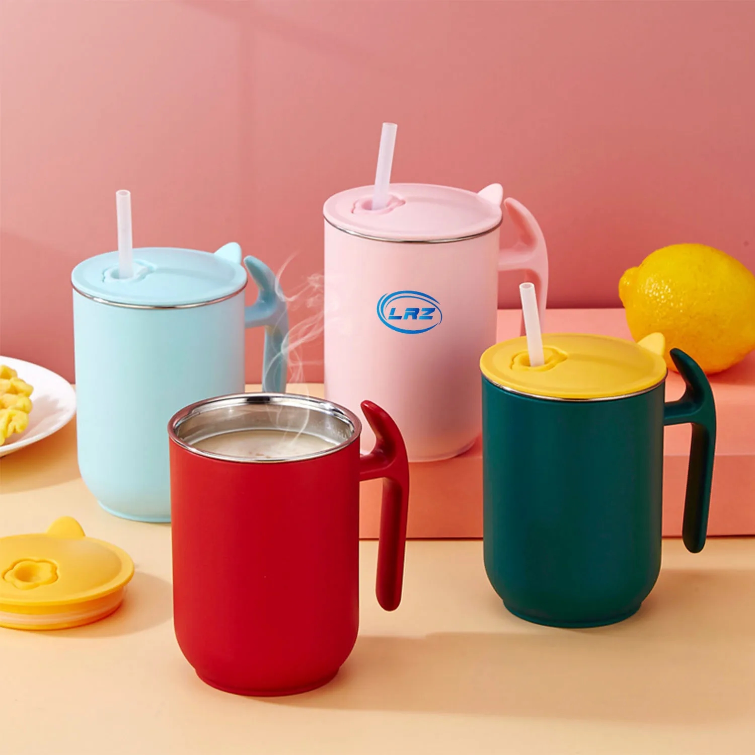 Tea Cup Wide Handle With Lids 12oz 3