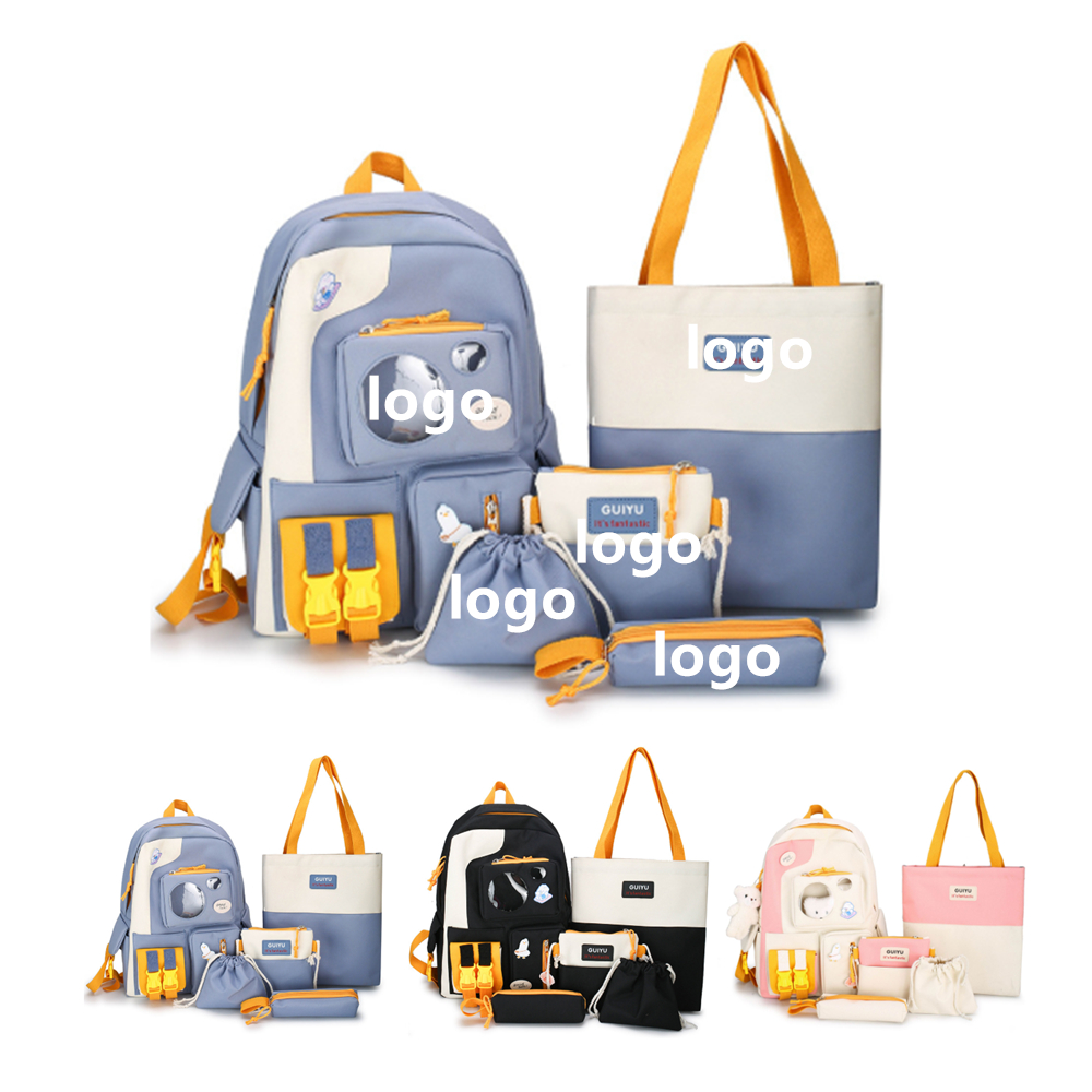 5PCS Set Premium Canvas School Backpack 2