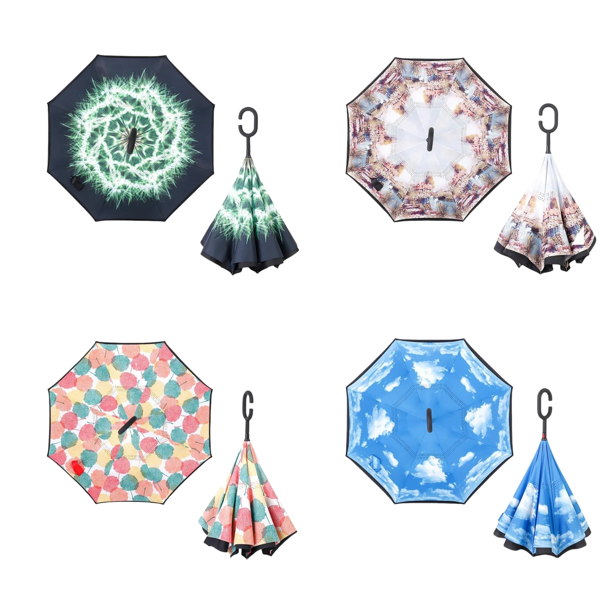 Reverse Folding Umbrella Compact Inverted Windproof 3