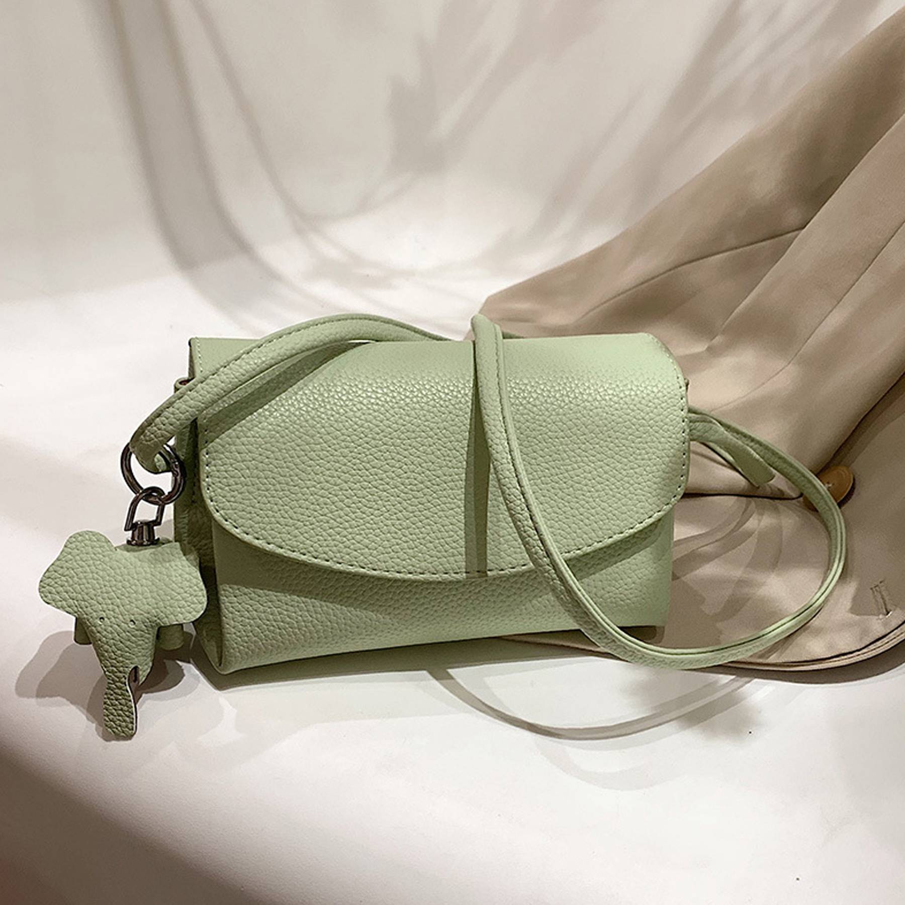 PU Leather Crossbody Shoulder Bag With Elephant Pendant 6