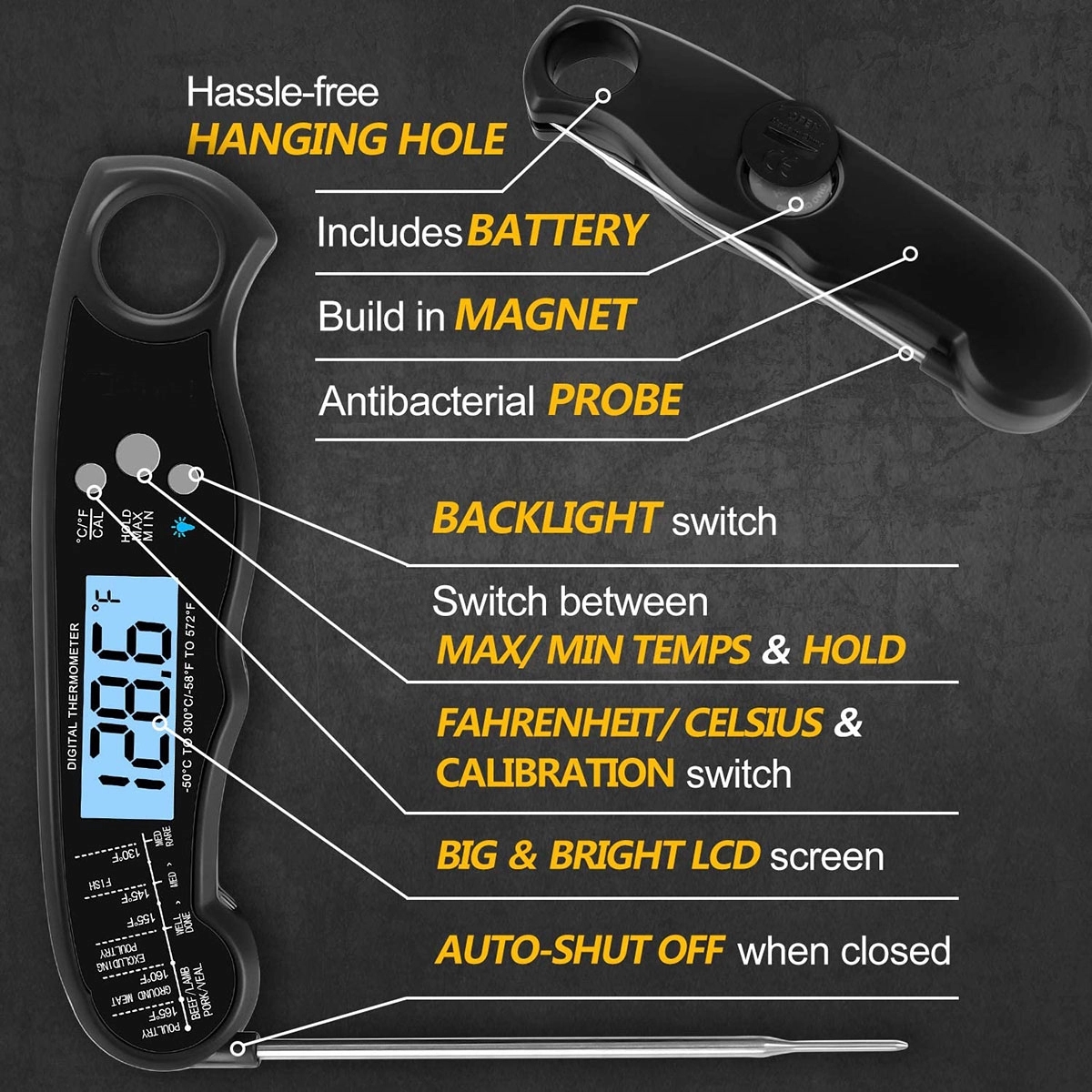 Waterproof Digital Meat Thermometer 2