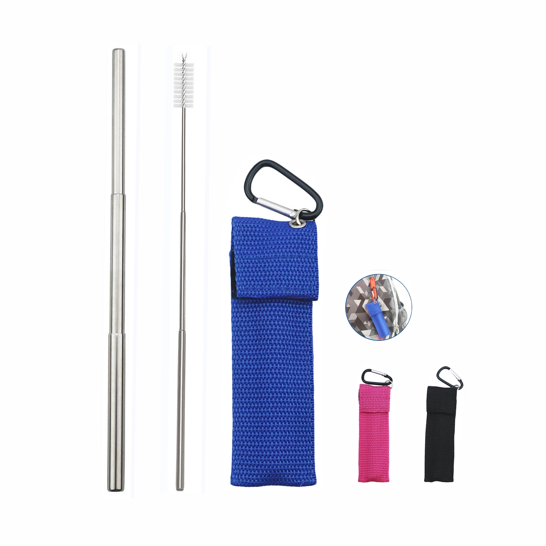 Stainless Steel Telescopic Straw with Pouch 2